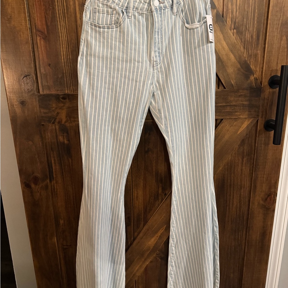 KanCan Light Blue Striped Flare Jeans